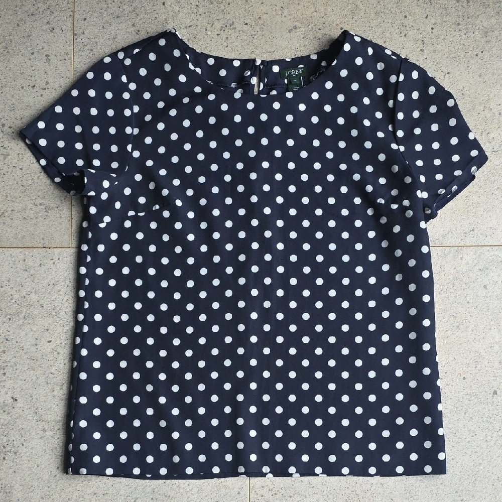 Polka Dot Blouse - Navy and White